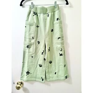 Omami Mini NWT Kids Cosmo Terry Cotton Wide Leg Cargo Sweatpants Joggers